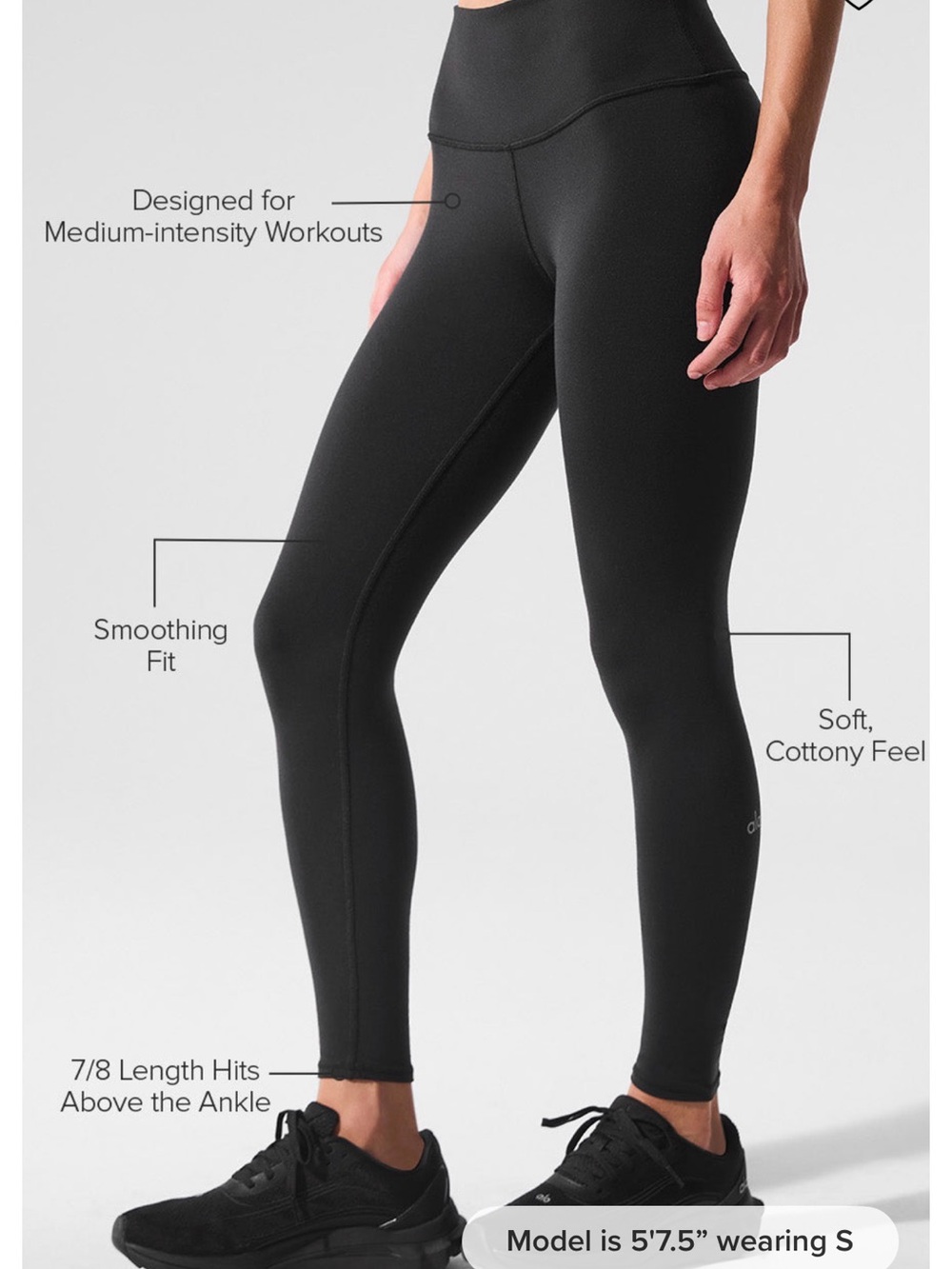 ALO Yoga Black High-Rise 7/8 Performance Leggings